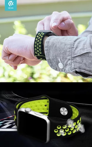 Devia Deluxe Series Sport2 Apple Watch lyukacsos sport szíj - 42/44/45/49mm - fekete/szürke