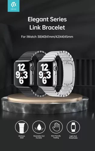 Devia Elegant Series Link Bracelet Apple Watch fém szíj - 38/40/41mm - ezüst