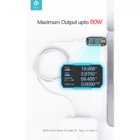   Devia Smart Series 60W PD Type-C/Type-C adat- és töltőkábel 1,2m - fehér
