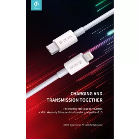   Devia Smart Series 20W PD Lightning/Type-C adat-és töltőkábel 1m - fehér