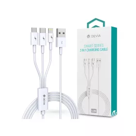   Devia Smart Series 3in1 10W Lightning/microUSB/Type-C - töltőkábel 1,2 m - fehér