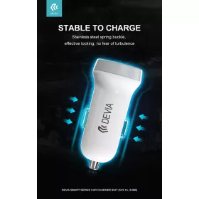 Devia Smart Series 15W 2xUSB autós töltő adapter - fehér