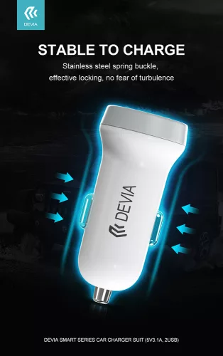 Devia Smart Series 15W 2xUSB autós töltő adapter - fehér