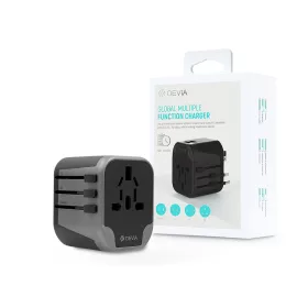   Devia Global hálózati töltő utazó adapter (UK/EU/USA/USA/Japán/AU) - fekete