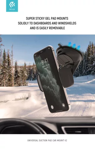 Devia Suction Pad Car Mount V2 autós tartó műszerfalra/szélvédőre - 3,5-6" méret - fekete