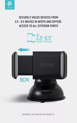 Devia Suction Pad Car Mount V2 autós tartó műszerfalra/szélvédőre - 3,5-6" méret - fekete