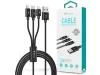 Devia Gracious Series 3in1 15W Lightning/microUSB/Type-C töltőkábel - 1,2 m - fekete