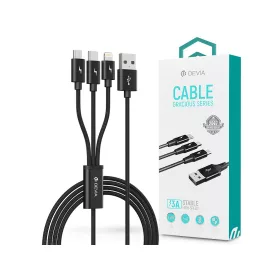   Devia Gracious Series 3in1 15W Lightning/microUSB/Type-C töltőkábel - 1,2 m - fekete