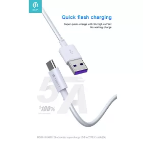   Devia Smart Series Shark USB/Type-C töltő- és adatkábel 1,5m - 5A - fehér