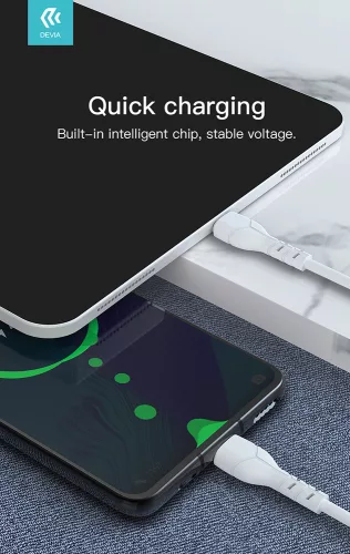 Devia Kintone Cable V2 Series 10W USB/microUSB adat-és töltőkábel 1m - fehér