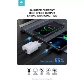   Devia Rocket Series 20W PD hálózati gyorstöltő adapter Type-C - fehér
