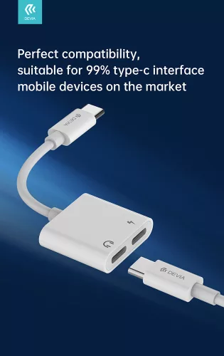 Devia Smart Series Type-C 2x Type-C audio adapter - fehér