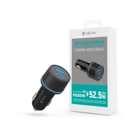   Devia Extreme Speed Series 30W PD+QC autós gyorstöltő USB/Type-C - fekete