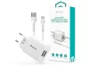 Devia Smart Series 12W 2xUSB hálózati töltő adapter + USB/Type-C kábel 1m - fehér