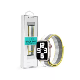   Devia Nylon Woven Braided Apple Watch szövet sport szíj - 42/44/45/49mm - fehér/szürke