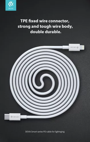 Devia Smart Series 27W PD USB Type-C/Lightning adat- és töltőkábel 2m - fehér