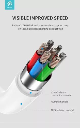 Devia Smart Series 27W PD USB Type-C/Lightning adat- és töltőkábel 2m - fehér