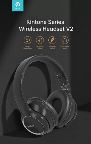 Devia Kintone Series V2 Bluetooth sztereó fejhallgató beépített mikrofonnal - fekete