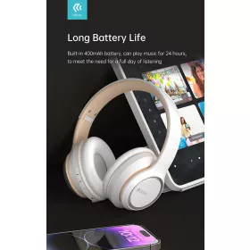   Devia Kintone Series V2 Bluetooth sztereó fejhallgató beépített mikrofonnal - fehér