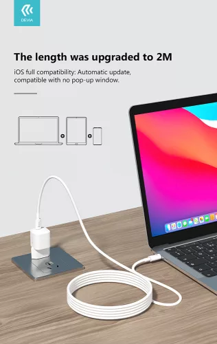 Devia Smart Series 60W Type-C/Type-C adat- és töltőkábel 2m - fehér