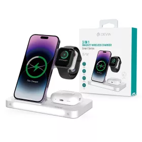  Devia Smart Series 15W Qi 3 In 1 vezeték nélküli töltő Smartphone/iWatch/Airpods - fehér