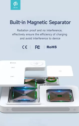 Devia Smart Series 15W Qi 3 In 1 vezeték nélküli töltő Smartphone/iWatch/Airpods - fehér