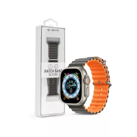   Devia Deluxe Series Sport6 Apple Watch szilikon sport szíj - 42/44/45/49mm - szürke/narancs