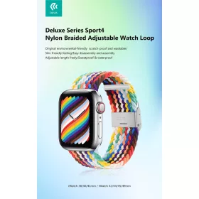   Devia Deluxe Series Sport4 Apple Watch fonott szövet sport szíj - 38/40/41mm - szivárvány