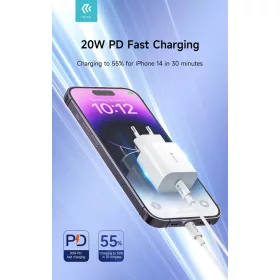   Devia Smart Series V2 20W PD hálózati gyorstöltő adapter Type-C - fehér