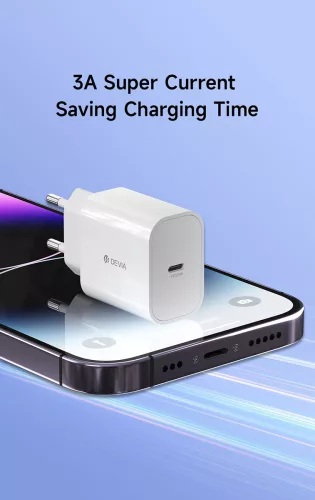 Devia Smart Series V2 20W PD hálózati gyorstöltő adapter Type-C - fehér