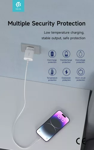 Devia Smart Series V2 20W PD hálózati gyorstöltő adapter Type-C - fehér