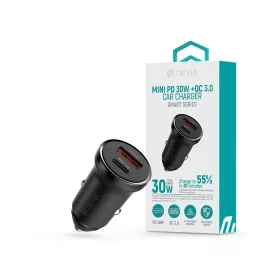   Devia Smart Series 30W PD+QC autós gyorstöltő adapter USB+Type-C - fekete
