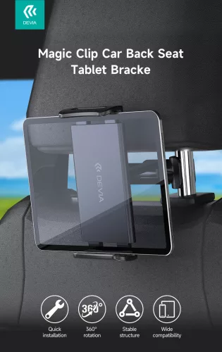 Devia telefon/tablet autós tartó fejtámlára - 5 - 12" méret - fekete