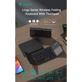   Devia Lingo Series összecsukható vezeték nélküli Bluetooth billentyűzet érintőpaddal angol - fekete