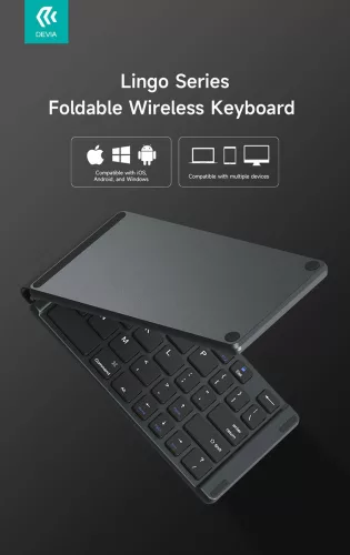 Devia Lingo Series összecsukható vezeték nélküli Bluetooth billentyűzet angol - fekete