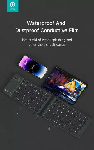 Devia Lingo Series összecsukható vezeték nélküli Bluetooth billentyűzet angol - fekete