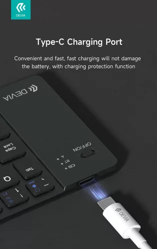 Devia Lingo Series összecsukható vezeték nélküli Bluetooth billentyűzet angol - fekete