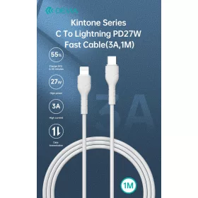   Devia Kintone Series 27W PD Type-C/Lightning adat- és töltőkábel 1m - fehér - OEM