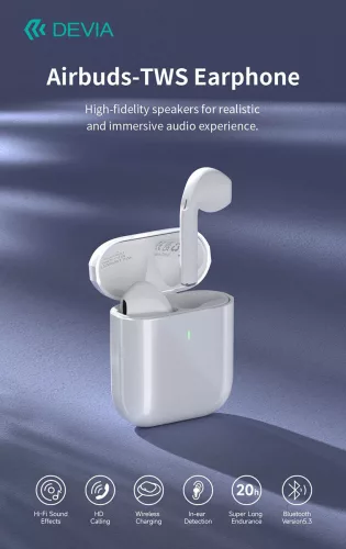 Devia Airbuds Bluetooth sztereó headset - fehér