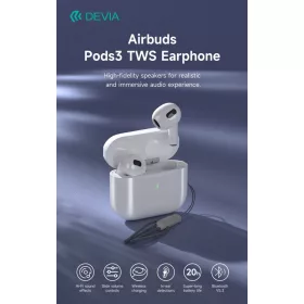 Devia Airbuds Pods3 Bluetooth sztereó headset - fehér