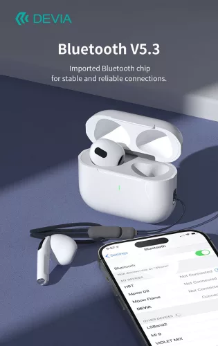 Devia Airbuds Pods3 Bluetooth sztereó headset - fehér