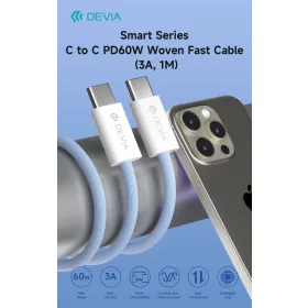   Devia Smart Series 60W PD Type-C/Type-C adat-és töltőkábel 1m - fehér