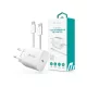 Devia Smart Series 30W GaN PD+QC hálózati gyorstöltő adapter + Type-C/Type-C kábel - fehér