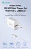 Devia Smart Series 30W GaN PD+QC hálózati gyorstöltő adapter + Type-C/Type-C    kábel - fehér
