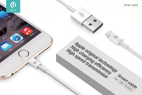 Devia Smart Series USB/Lightning töltő- és adatkábel 1m - fehér