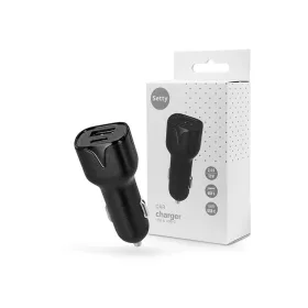 Setty autós töltő adapter USB + Type-C -12W - fekete