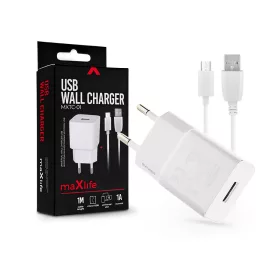   Maxlife MXTC-01 5W hálózati töltő adapter + USB/microUSB kábel 1m - fehér