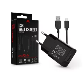   Maxlife MXTC-01 10W hálózati töltő adapter + USB/microUSB kábel 1m - fekete