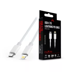   Maxlife MXUC-05 20W PD Type-C/Lightning adat- és töltőkábel 1m - fehér
