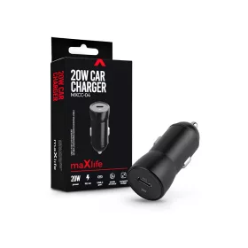   Maxlife MXCC-04 20W PD+QC autós gyorstöltő adapter Type-C - fekete